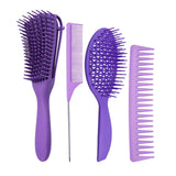 Maxbell 4x Salon Hair Styling Plastic Barbers Brush Combs Set for Long Hair Purple