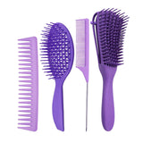Maxbell 4x Salon Hair Styling Plastic Barbers Brush Combs Set for Long Hair Purple