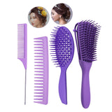 Maxbell 4x Salon Hair Styling Plastic Barbers Brush Combs Set for Long Hair Purple
