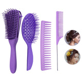 Maxbell 4x Salon Hair Styling Plastic Barbers Brush Combs Set for Long Hair Purple