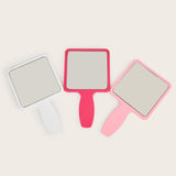 Maxbell Compact Cute Makeup Square Shaped Mirror Handheld Single Side Pink
