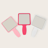 Maxbell Compact Cute Makeup Square Shaped Mirror Handheld Single Side Pink