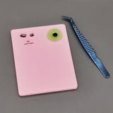 Maxbell Pink Acrylic Eyelash Extension Eye Lash Pallet Tool + Round Jade Stone