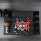 Maxbell Black PVC Non-Slip Barber Station Mat for Clippers Scissors Trimmers Brushes