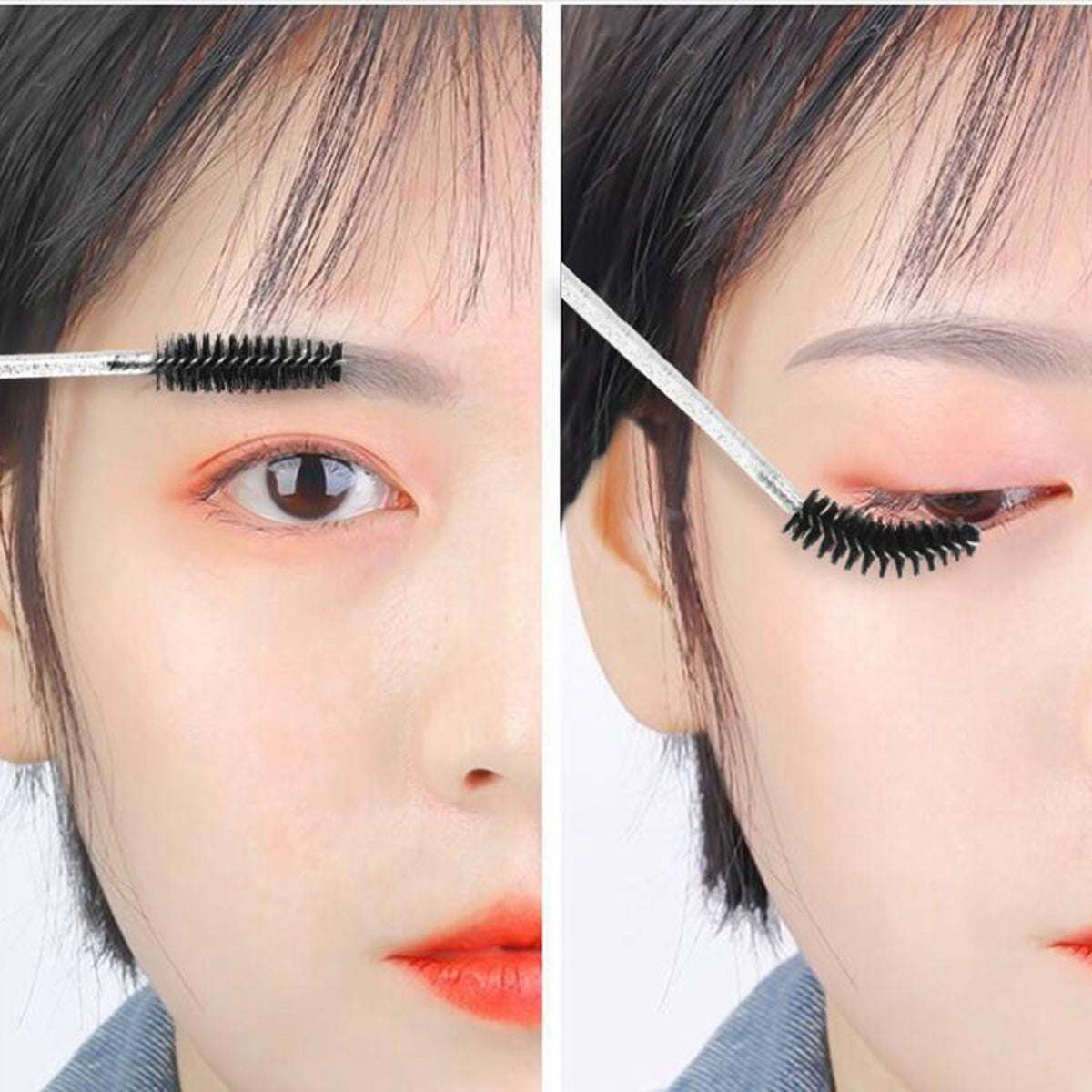5x Crystal Disposable Mascara Brushes with Dust-proof Reusable Tube