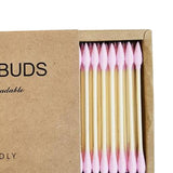 Maxbell 200pcs Cotton Buds Cotton Swabs Double Tip Nose Ears Cleaning Sticks Pink