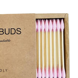 200pcs Cotton Buds Cotton Swabs Double Tip Nose Ears Cleaning Sticks Pink