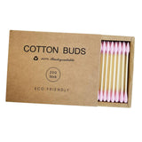 Maxbell 200pcs Cotton Buds Cotton Swabs Double Tip Nose Ears Cleaning Sticks Pink
