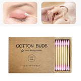 Maxbell 200pcs Cotton Buds Cotton Swabs Double Tip Nose Ears Cleaning Sticks Pink