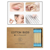 Maxbell 200pcs Cotton Buds Cotton Swabs Double Tip Nose Ears Cleaning Sticks Blue