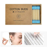 Maxbell 200pcs Cotton Buds Cotton Swabs Double Tip Nose Ears Cleaning Sticks Blue
