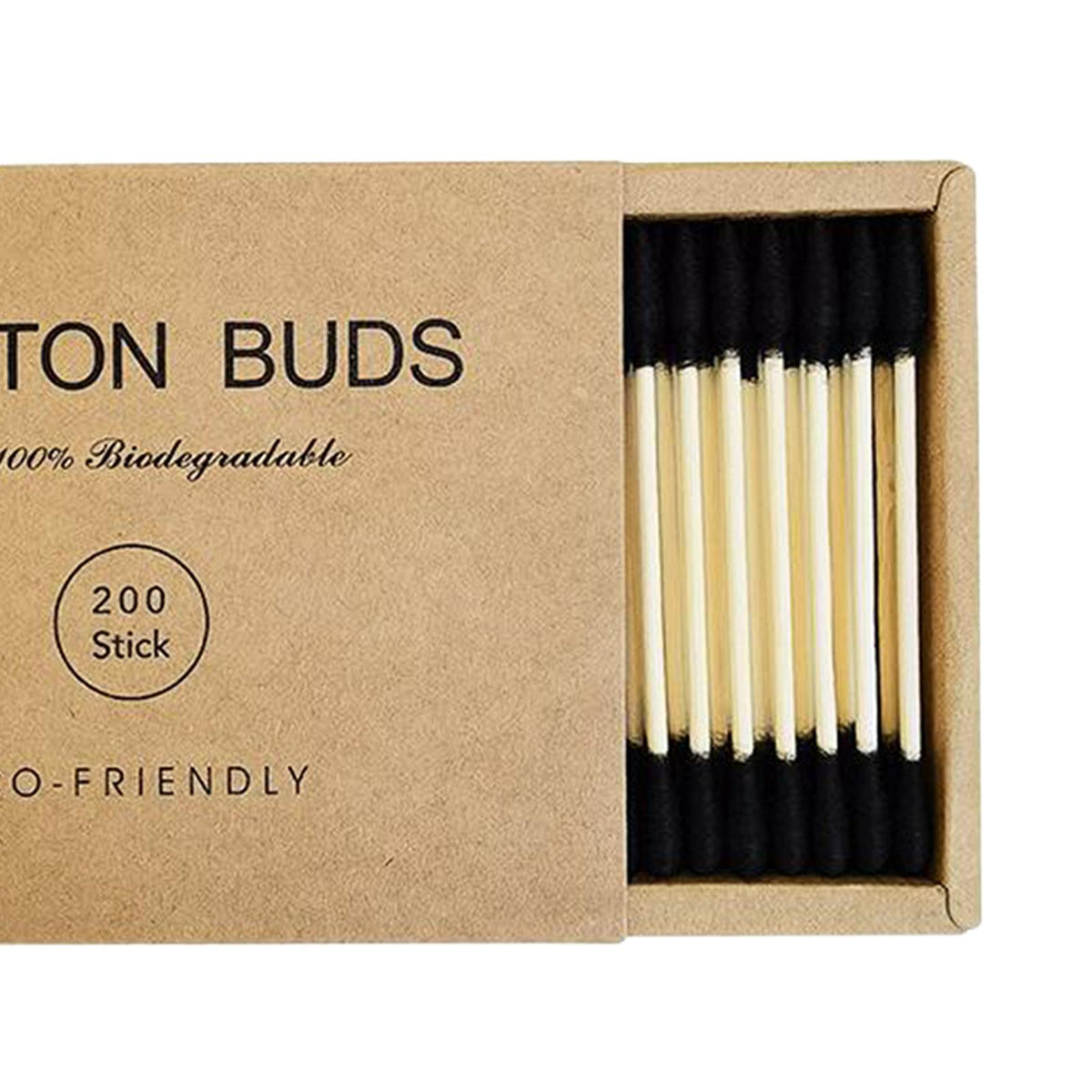 200pcs Cotton Buds Cotton Swabs Double Tip Nose Ears Cleaning Sticks Black