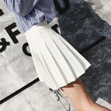 Women Pleated Skirt High Waist Mini Tennis Skater Skirt Uniforms White XXL