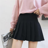 Women Pleated Skirt High Waist Mini Tennis Skater Skirt Uniforms Black S