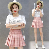 Women Lady Pleated Skirt High Waist Mini Tennis Skater Uniform Pink M