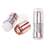 Maxbell Dual-ended White Clear Silicone Nail Stamping Stamper & Scraper Set Silver