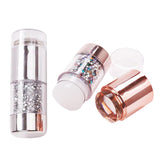 Maxbell Dual-ended White Clear Silicone Nail Stamping Stamper & Scraper Set Silver