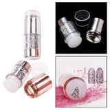 Maxbell Dual-ended White Clear Silicone Nail Stamping Stamper & Scraper Set Silver