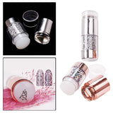 Maxbell Dual-ended White Clear Silicone Nail Stamping Stamper & Scraper Set Silver