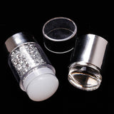 Maxbell Dual-ended White Clear Silicone Nail Stamping Stamper & Scraper Set Silver