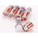Maxbell Dual-ended White Clear Silicone Nail Stamping Stamper & Scraper Set Gold