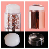 Maxbell Dual-ended White Clear Silicone Nail Stamping Stamper & Scraper Set Gold