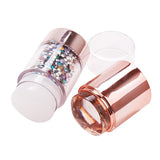 Maxbell Dual-ended White Clear Silicone Nail Stamping Stamper & Scraper Set Gold