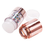Maxbell Dual-ended White Clear Silicone Nail Stamping Stamper & Scraper Set Gold