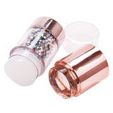 Maxbell Dual-ended White Clear Silicone Nail Stamping Stamper & Scraper Set Gold