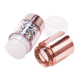 Maxbell Dual-ended White Clear Silicone Nail Stamping Stamper & Scraper Set Gold
