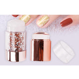 Maxbell Dual-ended White Clear Silicone Nail Stamping Stamper & Scraper Set Gold
