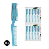 Maxbell 5x Razor Comb Hair Cutter Comb Double Edge Razor Hair Thinning Comb Blue