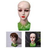 Mannequin Head Female Face Bald Stand for Wigs Styling or Display Hat Green