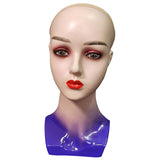 Mannequin Head Female Face Bald Stand for Wigs Styling or Display Hat Purple