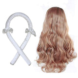 Women Styling Heatless Curling Rod Headband Wave Curls Curler Cream White