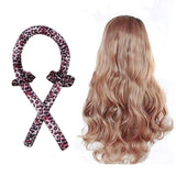 Women Styling Heatless Curling Rod Headband Wave Curls Curler Red Leopard