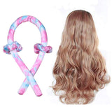 Women Styling Heatless Curling Rod Headband Wave Curls Curler Pink Tie-Dye