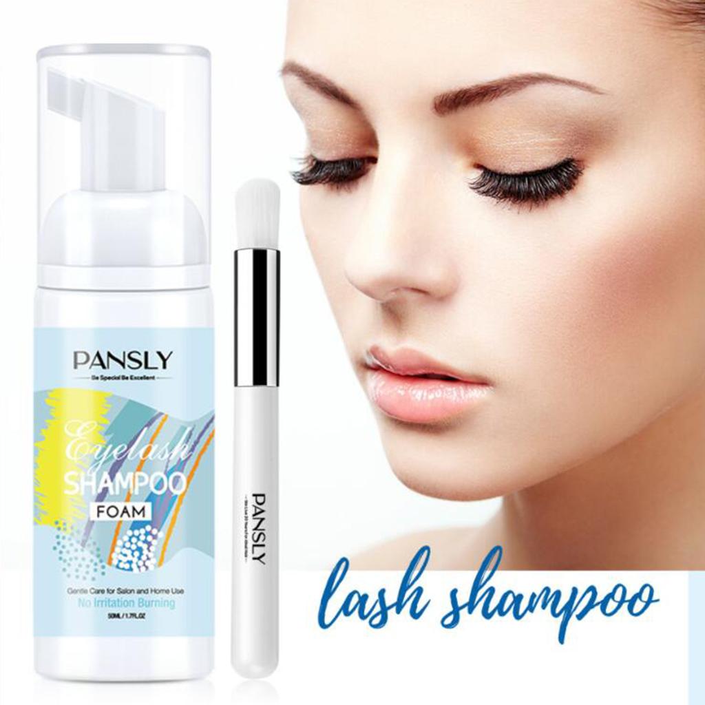 50ml Eyelash Extensions Brush Shampoo Kit Eye Lash Cleaning Makeup Foam