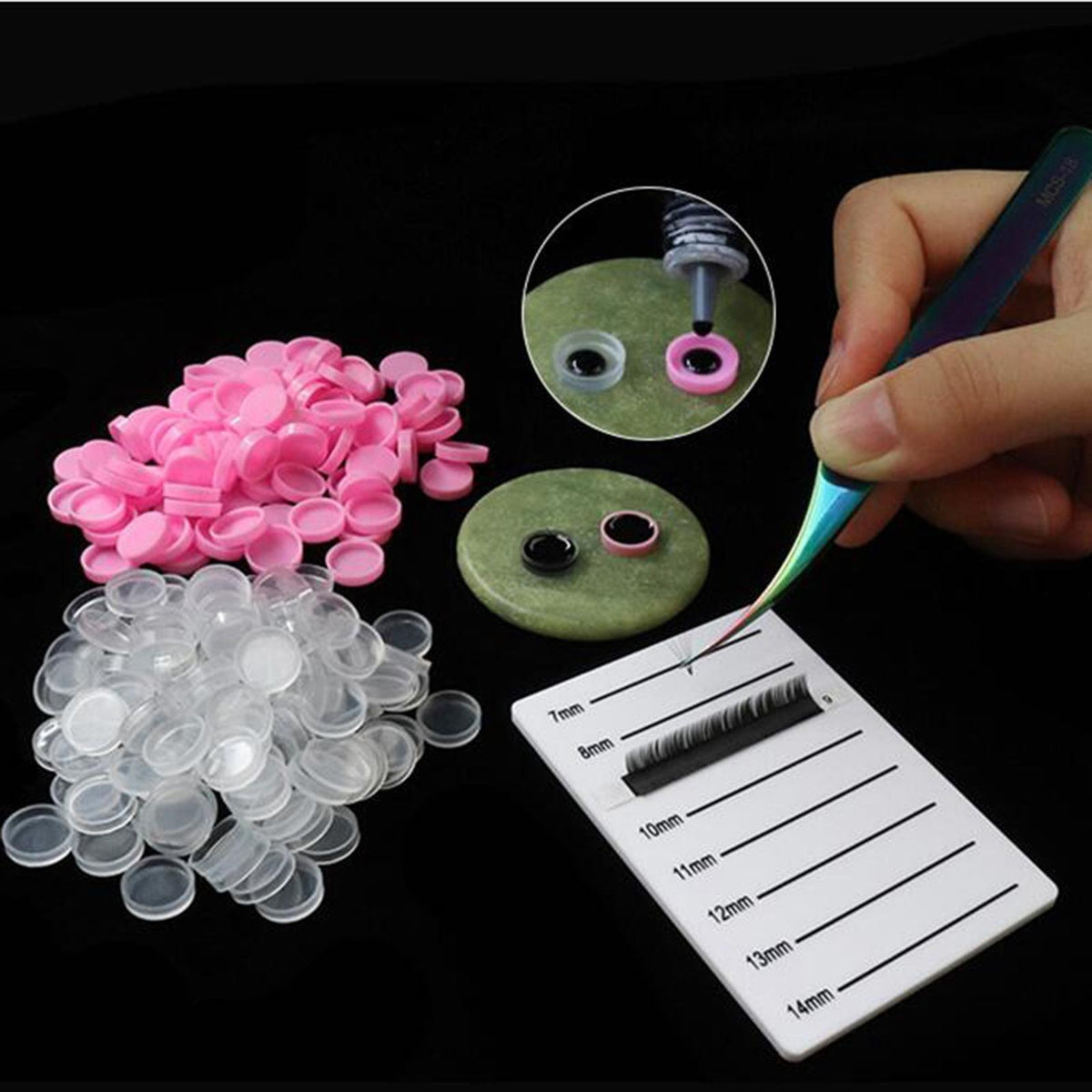 100Pcs Adhesive Stand Eyelash Extension Glue Holder Grafting Cup Transparent