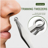 Professional Nose Hair Trimming Tweezers Shaving Trimmer Rounded Tip Kit