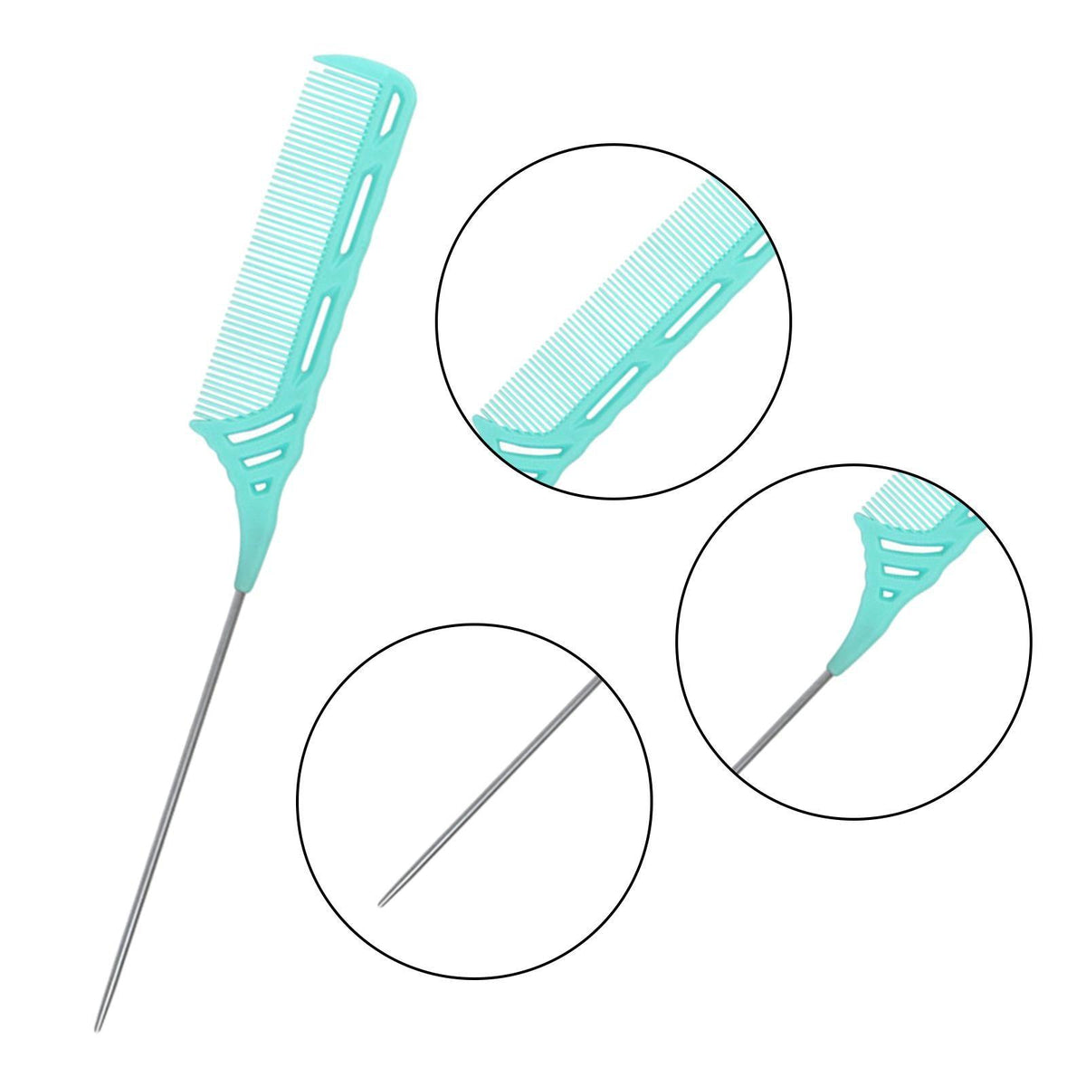 Rat Tail Comb for Women / Men Girls Hair Styling at Home Salon green