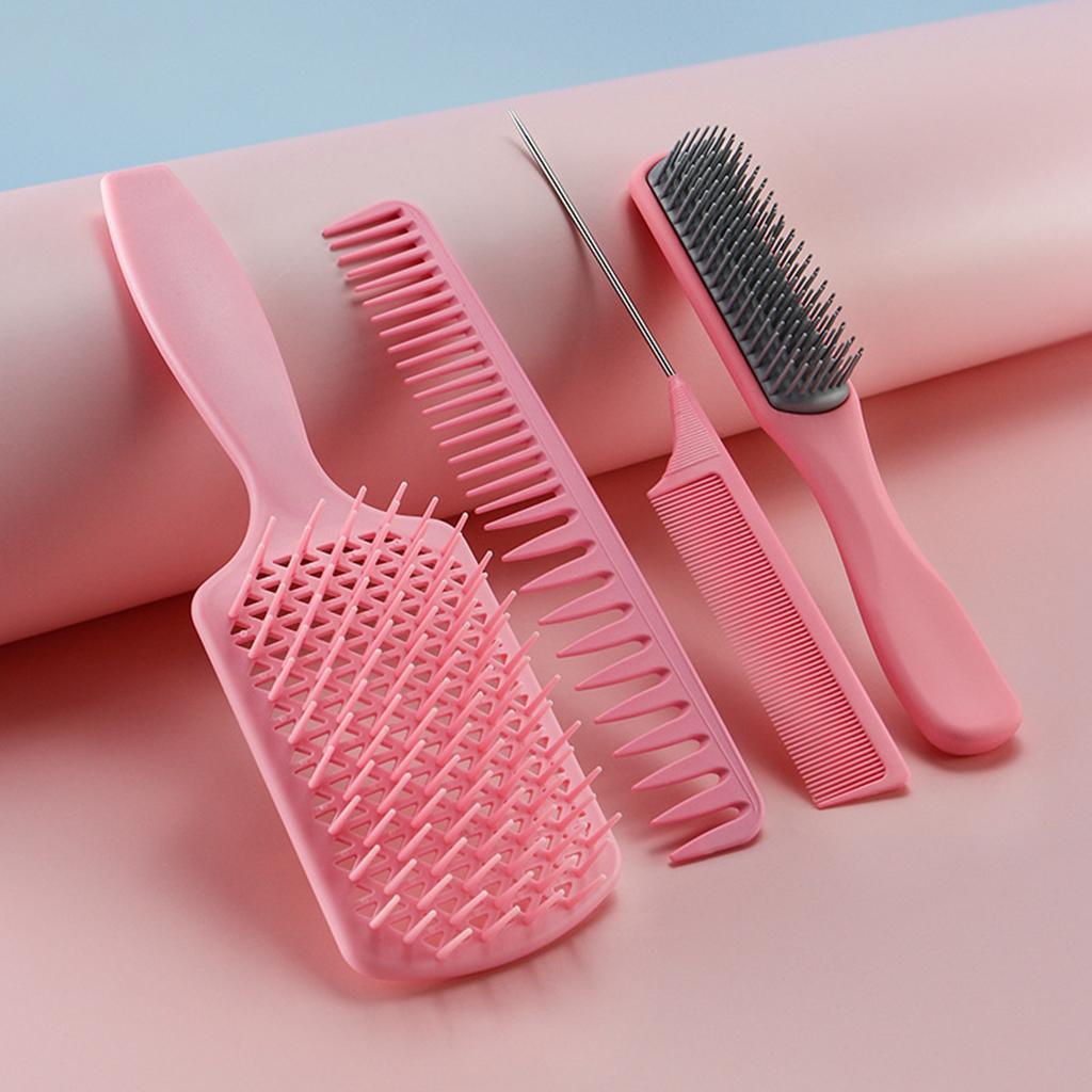 Maxbell 4-pack Hairbrush Hair Comb Set for Curly Natural Hair Pink - Aladdin Shoppers