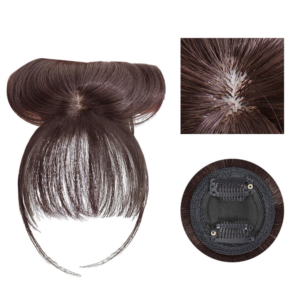 Maxbell 3D Air Bangs High Temperature Synthetic Hair Clip in Fringes Hair Extensions Dark Brown - Aladdin Shoppers