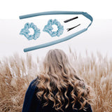 Heatless Curling Rod Headband No Heat Curls Lazy Curler Blue