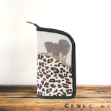 Stand Foldable Makeup Brush Bag Organizer for Beauty Female Leopard Print
