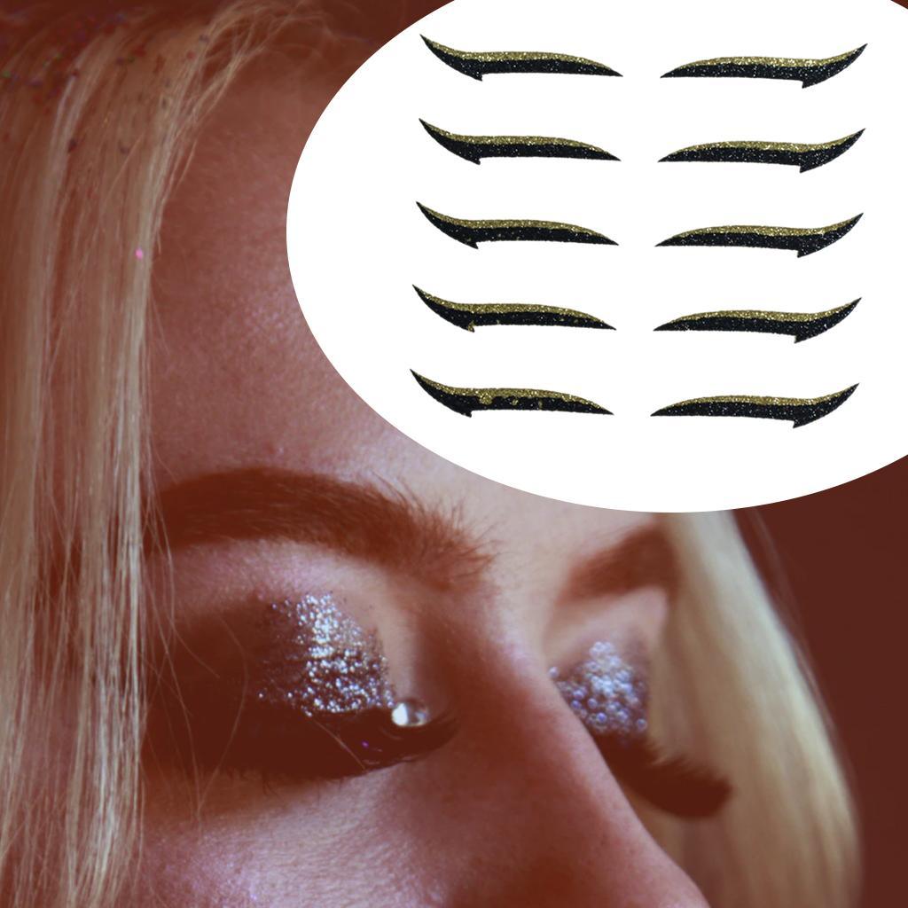Fashion Eyeliner Eyelid Tape Sticker 5 Pairs Gold