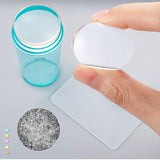 Maxbell Nail Art Stamper Head with Scraper Soft Head Silicone Manicure DIY Blue