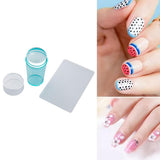 Maxbell Nail Art Stamper Head with Scraper Soft Head Silicone Manicure DIY Blue