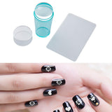 Maxbell Nail Art Stamper Head with Scraper Soft Head Silicone Manicure DIY Blue