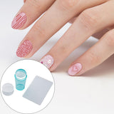 Maxbell Nail Art Stamper Head with Scraper Soft Head Silicone Manicure DIY Blue